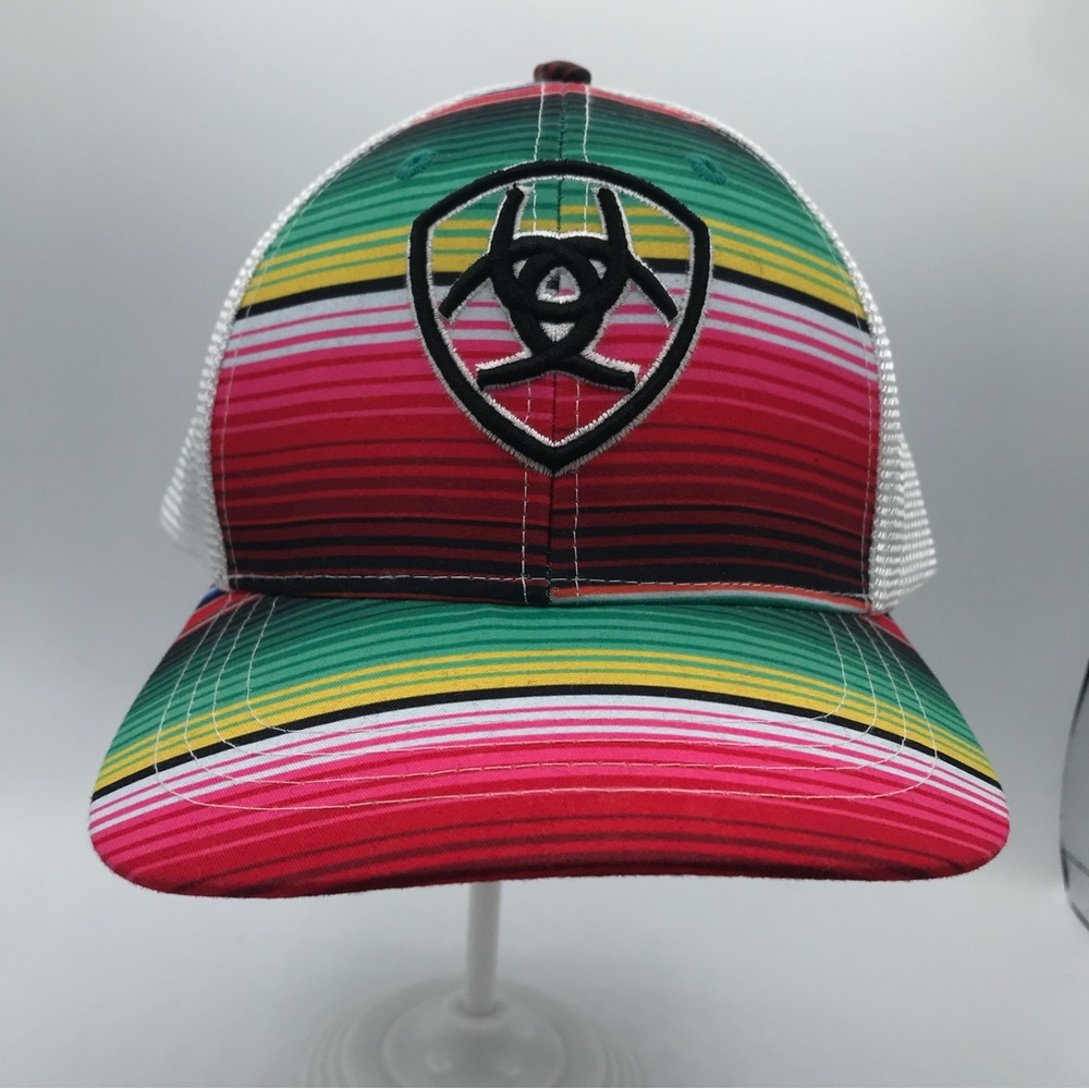 ARIAT Women's One Size Multi Color Serape Logo Mesh Snapback Trucker Cap Hat EUC